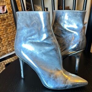 Metallic Silver Ankle Boots